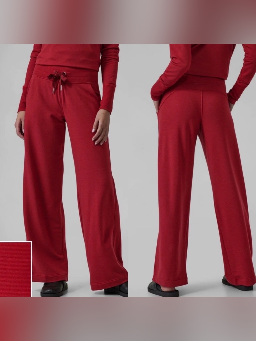 Athleta Balance Printed Pant Salutation Stripe red medium wide leg
